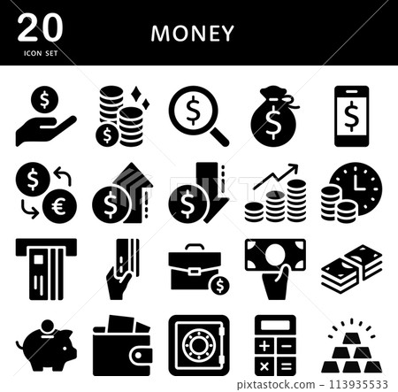 Money dollar silhouette icon set 113935533