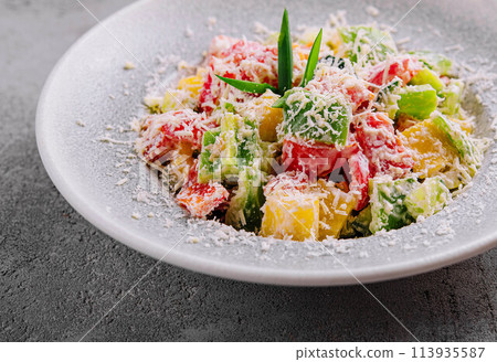 Traditional bulgarian Shopska salad close up 113935587
