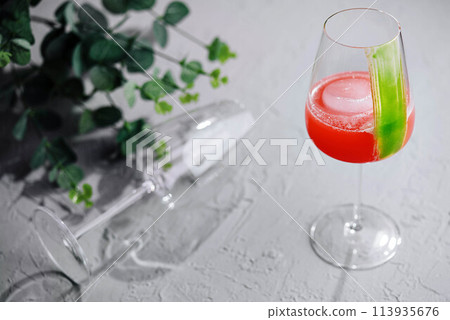 glass of red cocktail top view glass of red cocktail top view 113935676