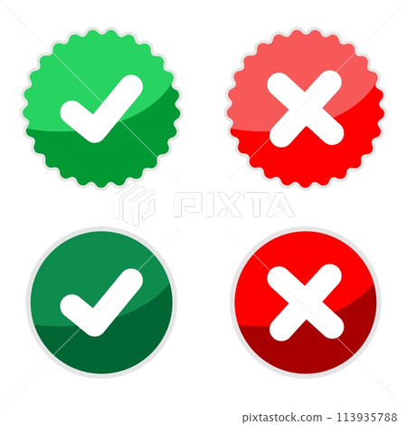 Check Mark and Cross, True and Wrong, Approved and Denial Illustration Design. Vector EPS 10. 113935788