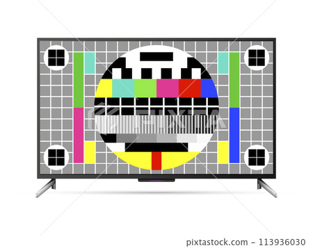 TV with test pattern screen TV with test pattern screen 113936030