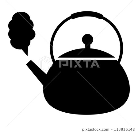 Monochrome black teapot illustration 113936148