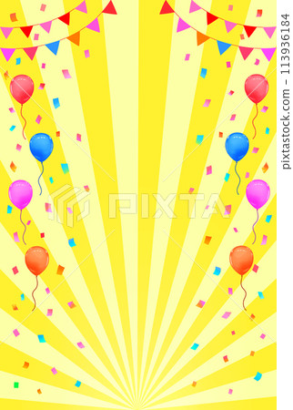 事件框架背景五彩紙屑、氣球和花環垂直 113936184