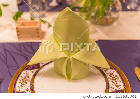 A course meal served at a lavish wedding reception 113936301