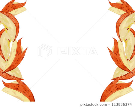 Gorgeous apples painted in watercolors. Can also be used vertically. Frame illustration material Gorgeous apples painted in watercolors. Can also be used vertically. Frame illustration material 113936374