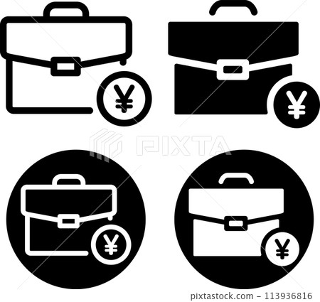 Briefcase icon set with circles Briefcase icon set with circles 113936816