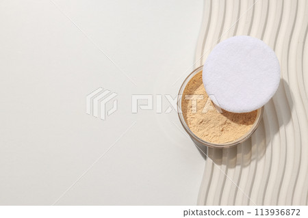 Face powder, light shade on a light background. Face powder, light shade on a light background. 113936872