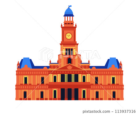 Sydney Town Hall - modern flat design style single isolated image 113937316