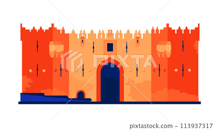 Damascus Gate - modern flat design style single isolated image 113937317