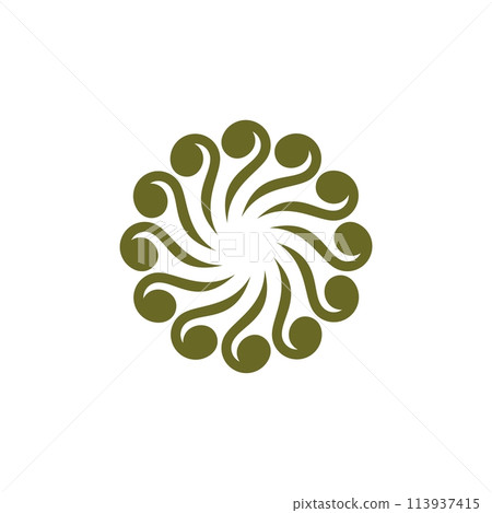 Green Ornamental Flower or Star Logo Template Illustration Design. Vector EPS 10. Green Ornamental Flower or Star Logo Template Illustration Design. Vector EPS 10. 113937415