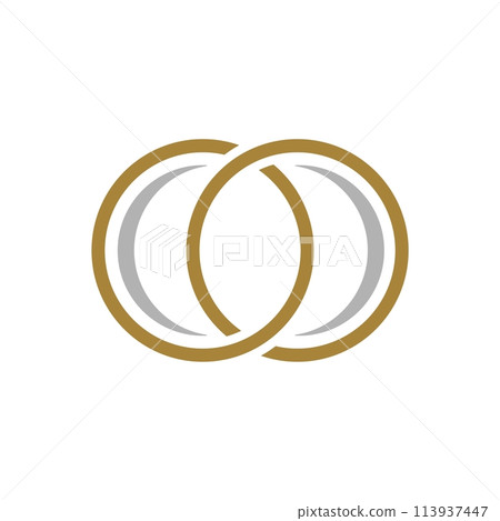 Two Gold Rings Infinity Logo Template Illustration Design. Vector EPS 10. 113937447