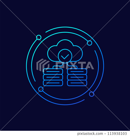 infrastructure icon with a cloud, linear design infrastructure icon with a cloud, linear design 113938103