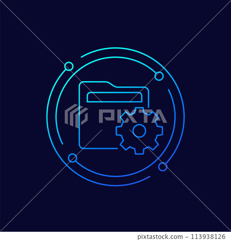 folder settings icon, linear design folder settings icon, linear design 113938126