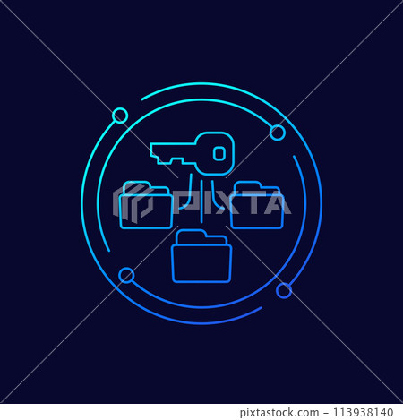 folders and a key icon, linear design folders and a key icon, linear design 113938140