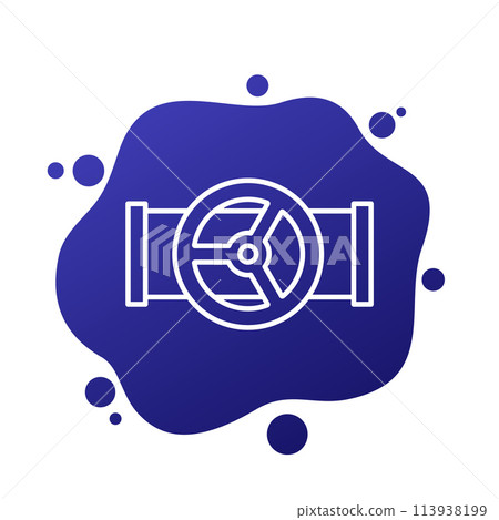 pipe with a valve line icon, vector 113938199