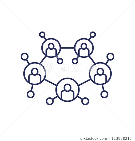 social network icon, connecting people line vector 113938213