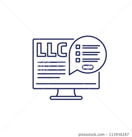 LLC online registration line icon 113938287
