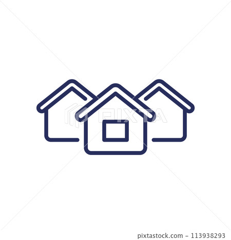 neighbourhood, houses line icon on white neighbourhood, houses line icon on white 113938293