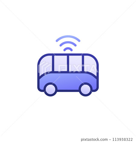 autonomous shuttle bus icon with outline autonomous shuttle bus icon with outline 113938322