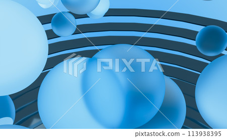 CG Background material of floating glass balls and glass plates 113938395