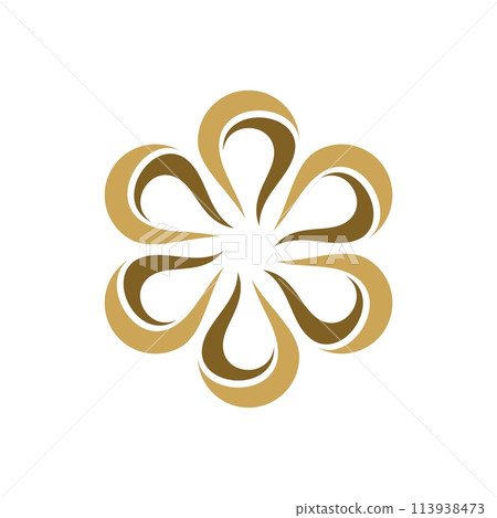 Abstract Gold Circle Flower Logo Template Illustration Design. Vector EPS 10. Abstract Gold Circle Flower Logo Template Illustration Design. Vector EPS 10. 113938473