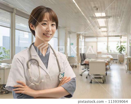 Female doctor with stethoscope Female doctor with stethoscope 113939064