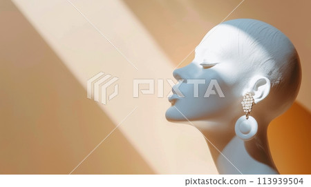 White Mannequin Displaying Earrings 113939504