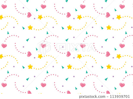 七彩星星和心形圖案 113939701