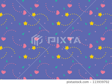 七彩星星和心形圖案 113939702
