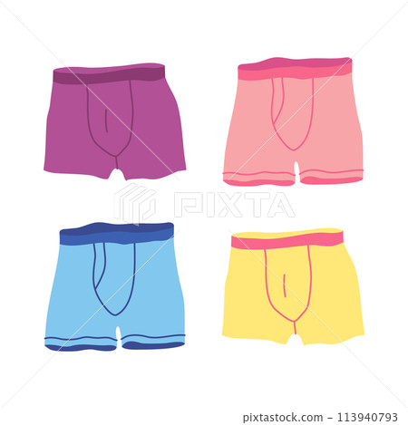 Cartoon Color Clothes Male Underwear Set Concept Flat Design Style Isolated on a White Background. Vector illustration Cartoon Color Clothes Male Underwear Set Concept Flat Design Style Isolated on a White Background. Vector illustration 113940793
