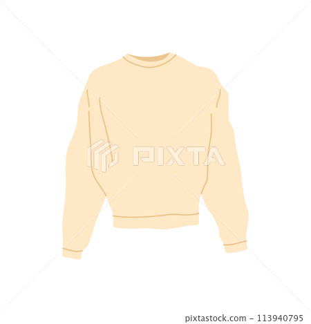 Cartoon Clothes Male Beige Sweatshirt Concept Flat Design Style Isolated on a White Background. Vector illustration Cartoon Clothes Male Beige Sweatshirt Concept Flat Design Style Isolated on a White Background. Vector illustration 113940795