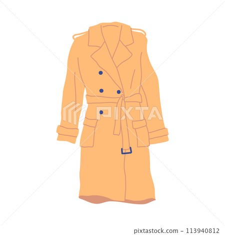 Cartoon Clothes Male Sand Coat Concept Flat Design Style Isolated on a White Background. Vector illustration Cartoon Clothes Male Sand Coat Concept Flat Design Style Isolated on a White Background. Vector illustration 113940812