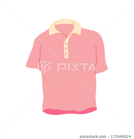 Cartoon Clothes Male Red Tshirt Concept Flat Design Style Isolated on a White Background. Vector illustration 113940824