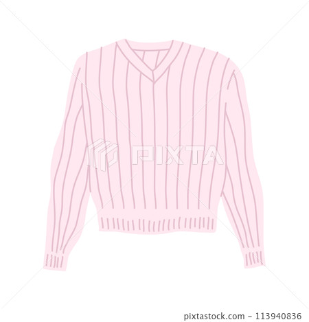 Cartoon Clothes Male Striped Jumper Concept Flat Design Style Isolated on a White Background. Vector illustration Cartoon Clothes Male Striped Jumper Concept Flat Design Style Isolated on a White Background. Vector illustration 113940836