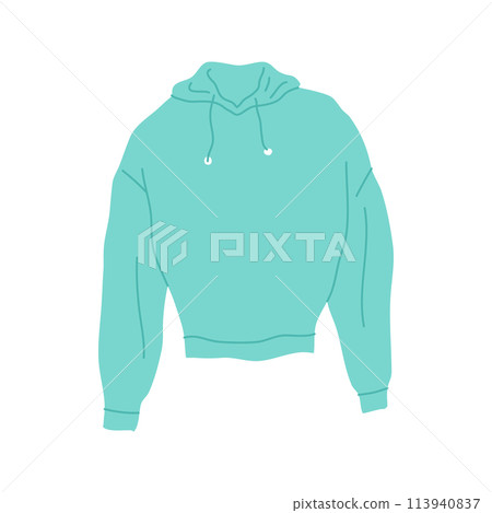 Cartoon Clothes Male Green Hoodie Concept Flat Design Style Isolated on a White Background. Vector illustration Cartoon Clothes Male Green Hoodie Concept Flat Design Style Isolated on a White Background. Vector illustration 113940837