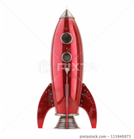 Vintage Red Rocket Model Isolated on White 113940873