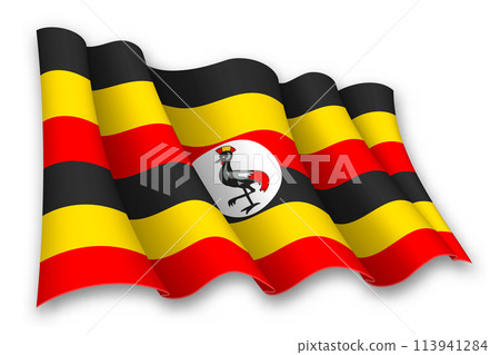 Realistic waving flag of Uganda 113941284