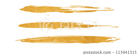 Gold brush strokes. Brush lines with gold leaf Gold brush strokes. Brush lines with gold leaf 113941315