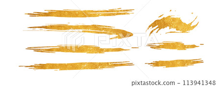 Gold brush strokes. Brush lines with gold leaf Gold brush strokes. Brush lines with gold leaf 113941348