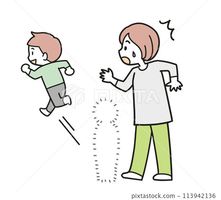 活躍的孩子和驚訝的母親 活躍的孩子和驚訝的母親 113942136