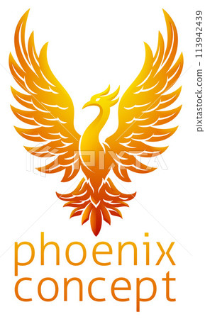 Phoenix Fire Bird Rising Wings Spread Eagle Phoenix Fire Bird Rising Wings Spread Eagle 113942439