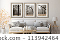 Triptych of winter forest photos in rustic frames 113942464