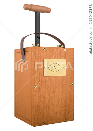 Vintage Bomb Detonator. Blasting machine, shot exploder. 3D rendering 113942578