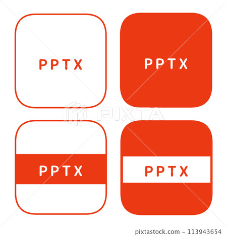 檔案副檔名 PPTX 圖示集 4 種類型 檔案副檔名 PPTX 圖示集 4 種類型 113943654