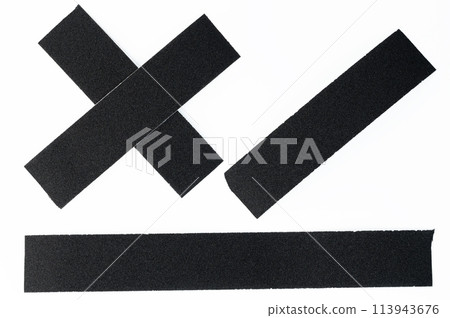 Lines of black anti slippery tape 113943676