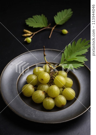 Indian Gooseberry (Amla) on black background 113944046