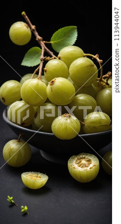 Indian Gooseberry (Amla) on black background 113944047