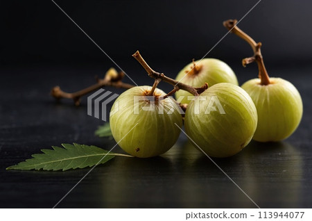 Indian Gooseberry (Amla) on black background 113944077