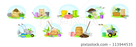 Garden Tool and Equipment for Cultivation Vector Set Garden Tool and Equipment for Cultivation Vector Set 113944535