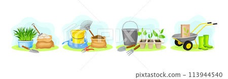 Garden Tool and Equipment for Cultivation Vector Set Garden Tool and Equipment for Cultivation Vector Set 113944540